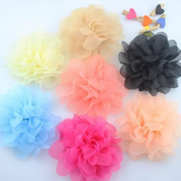 Hair Accessories DIY Findings, Chiffon, Flower, for children, mixed colors, 110mm, 50PCs/Lot, Sold By Lot