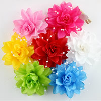Hair Accessories DIY Findings, Etamine, with Glass Seed Beads, Flower, for children, mixed colors, 75mm, 50PCs/Lot, Sold By Lot
