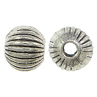 Tibetan Style Jewelry Beads, Round, antique silver color plated, corrugated, nickel, lead & cadmium free, 5.50x6mm, Hole:Approx 2mm, 500PCs/Lot, Sold By Lot