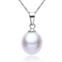 Freshwater Pearl Pendants with Brass Rice natural white 9-10mm Approx 1-3mm Sold By Bag