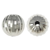 925 Sterling Silver Beads, Round, platinum plated, corrugated, 9mm, Hole:Approx 1.5mm, 10PCs/Lot, Sold By Lot
