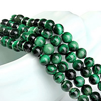 Tiger Eye pärlor, Rund, olika storlek för val, grön, Grade AA, Säljs av Lot