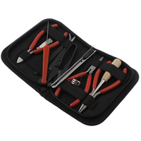 Ferronickel Jewelry Tool Set awl & utility knife & plier & scissors​ & tweezers with Wood & Plastic platinum color plated nickel lead & cadmium free -  Sold By Set