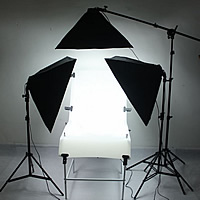 aluminio Mini Photo Studio Set, caja de luz suave & mesa de la sesión de fotos & soporte de luz & soporte, con Nylón & plástico PVC, barniz de secado al horno, libre de níquel, plomo & cadmio, 500x700mm,600x1300mm,700-2000mm, 4PCs/Set, Vendido por Set