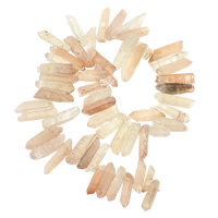 Perles Quartz teint naturel, quartz clair, pepite, rose, 5-10x23-44x6-11mm, Trou:Environ 1mm, Longueur Environ 16 pouce, 2Strandstoron/lot, Environ 54PC/brin, Vendu par lot