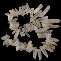 Natürliche gefärbten Quarz Perlen, Klarer Quarz, Klumpen, 4-11x22-49x4-11mm, Bohrung:ca. 1.5mm, Länge ca. 15.5 ZollInch, 2SträngeStrang/Menge, ca. 49PCs/Strang, verkauft von Menge