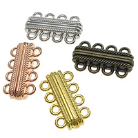 Tibetan Style Magnetic Clasp, plated, 4-strand, more colors for choice, nickel, lead & cadmium free, 17x29x7mm, Hole:Approx 2mm, 100PCs/Lot, Sold By Lot