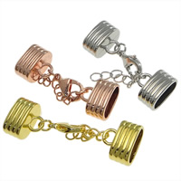 Zinc Alloy Lobster Claw Cord Clasp plated with end cap nickel lead & cadmium free 43mm Approx Sold By Lot