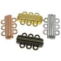 Tibetan Style Magnetic Clasp, plated, 3-strand, more colors for choice, nickel, lead & cadmium free, 16.50x22x7mm, Hole:Approx 2.5mm, 100PCs/Lot, Sold By Lot