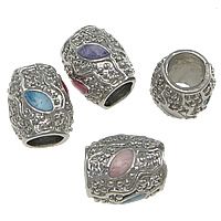 Zinc Alloy European Beads Oval platinum color plated without troll & enamel nickel lead & cadmium free Approx 5mm Sold By Lot