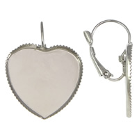 Brass Lever Back Earring Component Heart platinum color plated nickel lead & cadmium free Inner Approx Sold By Lot
