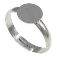 Brass Pad Ring Base Flat Round platinum color plated nickel lead & cadmium free 8mm US Ring Sold By Lot