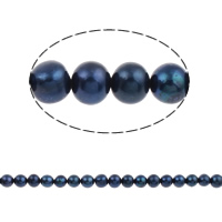 Bulvių išauginti gėlavandenių perlų karoliukai, Gėlo vandens perlų, Bulvė, natūralus, mėlynas, 8-9mm, Skylė:Apytiksliai 0.8mm, Parduota už Apytiksliai 14.3 Inch Strand