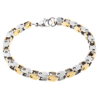 Stainless Steel Jewelry Bracelet plated bike chain & two tone Length Approx 8.5 Inch Sold By Bag