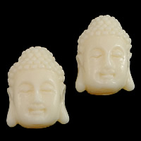 Buddhistische Perlen, Harz, Buddha, buddhistischer Schmuck, beige, 21x27x14mm, Bohrung:ca. 3mm, 50PCs/Menge, verkauft von Menge