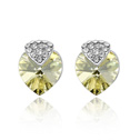 Austrian Crystal Earring Heart platinum plated yellow Sold By Pair