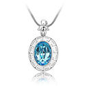 Swarovski Kristall Halsketten, Zinklegierung, mit Swarovski, Waage, platiniert, seeblau, 1.8x3.2cm, verkauft per ca. 15.5 ZollInch Strang