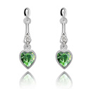 Austrian Crystal Earring Zinc Alloy with Austrian Crystal Heart platinum plated olive green Sold By Pair