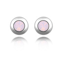 Austrian Crystal Earring Zinc Alloy with Austrian Crystal Flat Round platinum plated pink Sold By Pair