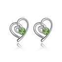Austrian Crystal Earring Zinc Alloy with Austrian Crystal Heart platinum plated olive Sold By Pair