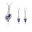 Austrian Crystal Jewelry Sets earring & necklace Zinc Alloy with Austrian Crystal platinum plated purple  Length Approx 17-20 Inch Sold By Set