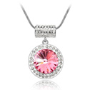 CRYSTALLIZED™ Element Crystal Necklace with Zinc Alloy Flat Round platinum plated Rose Sold Per Approx 17-20 Inch Strand
