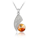 Collar de Elemento de Cristal Swarovski, con aleación de zinc, chapado en platina real, con diamantes de imitación, Topacio, 1.8x3.7cm, Vendido para aproximado 17-20 Inch Sarta
