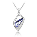 Collar de Elemento de Cristal Swarovski, con aleación de zinc, chapado en platina real, con diamantes de imitación, tanzanita, 3.7x1.9cm, Vendido por Sarta