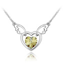 CRYSTALLIZED™ Prvek Krystal náhrdelník, s Zinek, Okřídlené srdce, platina á, 2.5x3.4cm, Prodáno za Cca 17-20 inch Strand