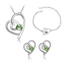 Austrian Crystal Jewelry Sets bracelet & earring & necklace Zinc Alloy with Austrian Crystal with 4cm extender chain Heart platinum plated olive 1.8cm  Length Approx 6.5 Inch Approx 17-20 Inch Sold By Set
