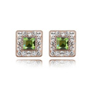 Austrian Crystal Earring Zinc Alloy with Austrian Crystal Rectangle rose gold color plated olive Sold By Pair