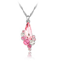 Swarovski Kristall Halsketten, mit Zinklegierung, platiniert, helles Rosa, 1.4x3.7cm, verkauft per ca. 17-20 ZollInch Strang