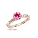 CRYSTALLIZED™ Element Crystal Finger Ring with Zinc Alloy rose gold color plated Rose 0.7cm US Ring Sold By PC
