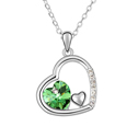 Collar de Elemento de Cristal Swarovski, con aleación de zinc, Corazón, chapado en platina real, Verde de Helecho, 4x3.9cm, Vendido para aproximado 15-18 Inch Sarta
