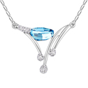 CRYSTALLIZED™ Prvek Krystal náhrdelník, s Zinek, platina á, bar řetěz, Lt Sapphire, 3.9x3cm, Prodáno za Cca 15.5 inch Strand