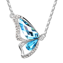 CRYSTALLIZED™ Prvek Krystal náhrdelník, s Zinek, Motýl, platina á, Akvamarín, 2.1x3.0cm, Prodáno za Cca 17-20 inch Strand
