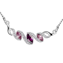 Austrian Crystal Necklace, Tibetan Style, with Austrian Crystal, Horse Eye, platinum plated, purple, 4.8x2.2cm, Sold Per Approx 17-20 Inch Strand
