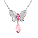 CRYSTALLIZED™ Element Crystal Necklace with Zinc Alloy Butterfly real gold plated with Austria rhinestone Rose Sold Per Approx 15-20 Inch Strand