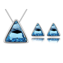 Austrian Crystal Jewelry Sets earring & necklace Zinc Alloy with Austrian Crystal Triangle platinum plated sea blue  Length Approx 17-20 Inch Sold By Set