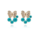 CRYSTALLIZED™ Element Crystal Earring with Zinc Alloy Butterfly real gold plated Blue Zircon Sold By Pair