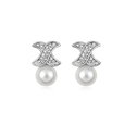 CRYSTALLIZED™ Crystal Pearl with Zinc Alloy Letter X platinum plated Crystal white Sold By Pair