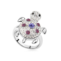 Austrian Crystal Finger Ring Zinc Alloy with Austrian Crystal Turtle platinum plated 1.7cm US Ring .5 Sold By PC