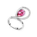 CRYSTALLIZED™ Element Crystal Finger Ring with Zinc Alloy platinum plated Rose 1.7cm US Ring Sold By PC