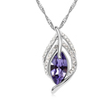 Austrian Crystal Necklace, Tibetan Style, with Austrian Crystal, Leaf, platinum plated, purple, 1.5x3.0cm, Sold Per Approx 17-20 Inch Strand