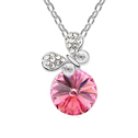 CRYSTALLIZED™ Element Crystal Necklace with Zinc Alloy Flat Round platinum plated oval chain Rose Sold Per Approx 15.5 Inch Strand