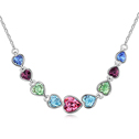 Swarovski Kristall Halsketten, Herz, platiniert, Mehrfarbige, 5.8x4.0cm, verkauft per ca. 14-22 ZollInch Strang
