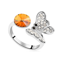 CRYSTALLIZED™ Element Crystal Finger Ring with Zinc Alloy Butterfly platinum plated Topaz 1.7cm US Ring Sold By PC