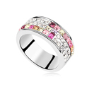 CRYSTALLIZED™ Element Crystal Finger Ring with Zinc Alloy platinum plated multi-colored 1.7cm US Ring Sold By PC