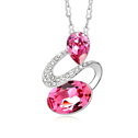 CRYSTALLIZED™ Prvek Krystal náhrdelník, s Zinek, platina á, Rose, 1.8x2.6cm, Prodáno za Cca 17-20 inch Strand