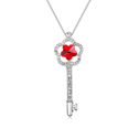 CRYSTALLIZED™ Element Crystal Necklace with Zinc Alloy Key platinum plated with rhinestone bright red Sold Per Approx 14-22 Inch Strand